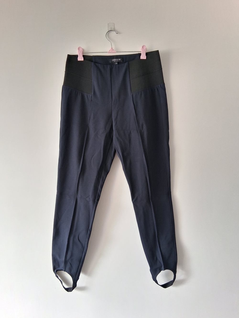 Lafayette 148 Stirrup Pants Women L Blue Elastic Waist Skinny Seamed Equestrian